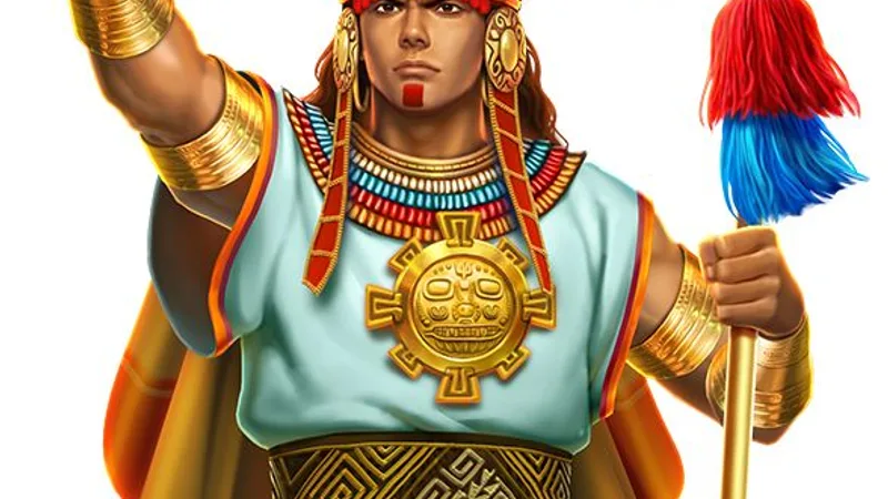 Golden Empire megaways slot game with Inca warrior wild frames
