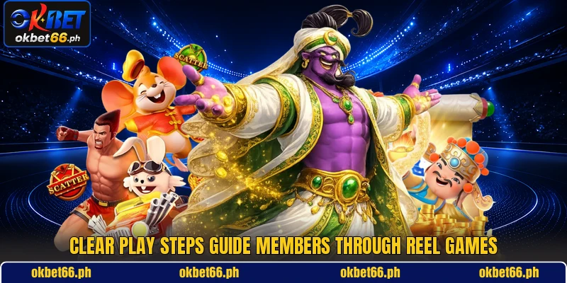 Clear play steps guide members through reel games Clear play steps guide members through reel games