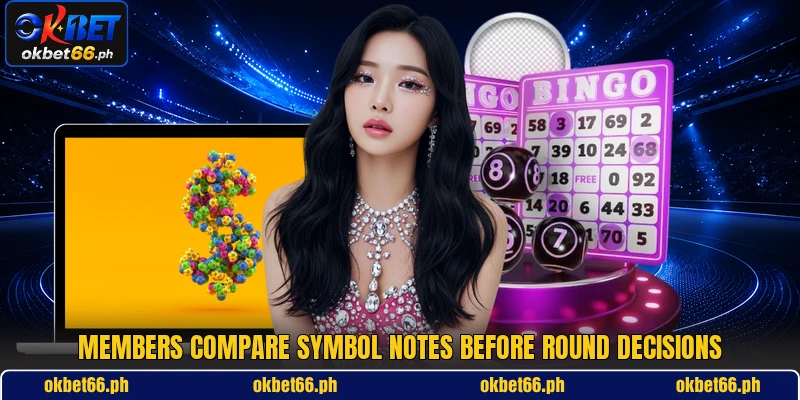 Members compare symbol notes before round decisions Members compare symbol notes before round decisions