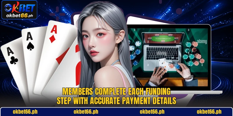 Members complete each funding step with accurate payment details
