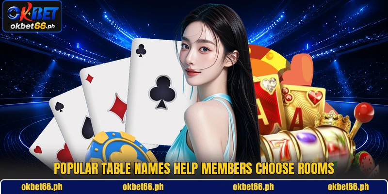 Popular table names help members choose rooms