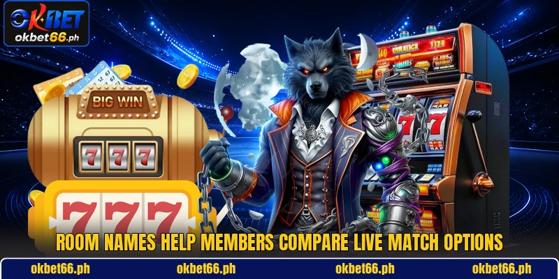 Room names help members compare live match options Room names help members compare live match options